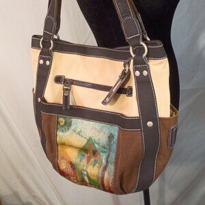 SHERPANI Canvas Birdhouse Slouchy Round-bottom Tote Bag Large